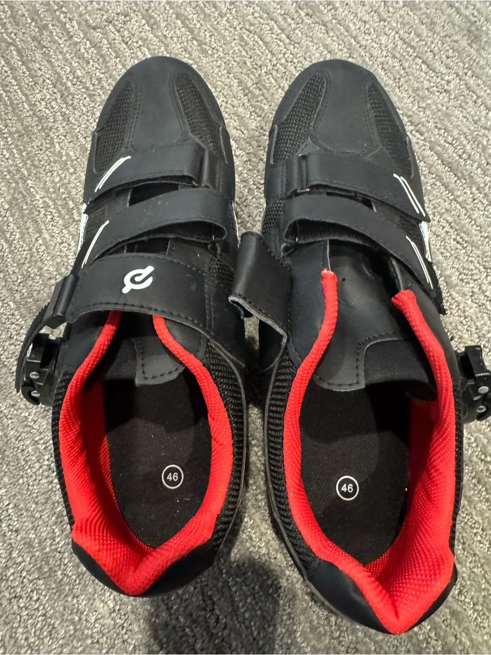 Men's Size 46 Peloton Cycling Shoes in Black with Red Lining - Picture 4 of 5